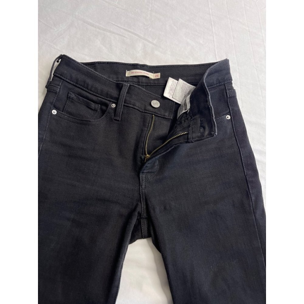 Levis 311 Women's SZ 26 Shaping Skinny Denim Black Jeans High Waist - Picture 7 of 10